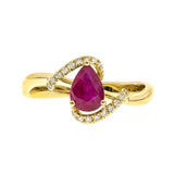 Lilah 10K Yellow Gold Pear-Cut Mozambique Ruby Ring