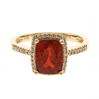 Maliyah 14K Yellow Gold Cushion-Cut Mexican Fire Opal Ring