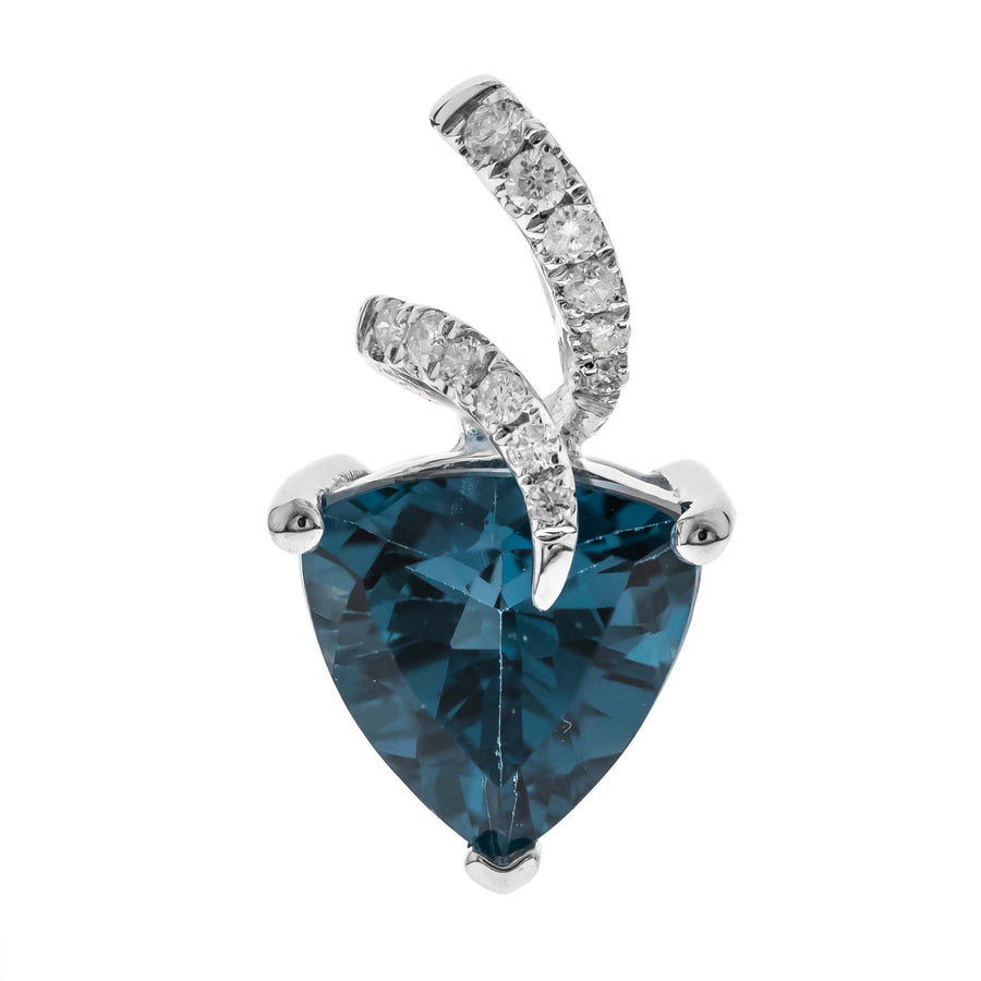 Paityn 14K White Gold Trillion-Cut Brazilian London Blue Topaz Pendant