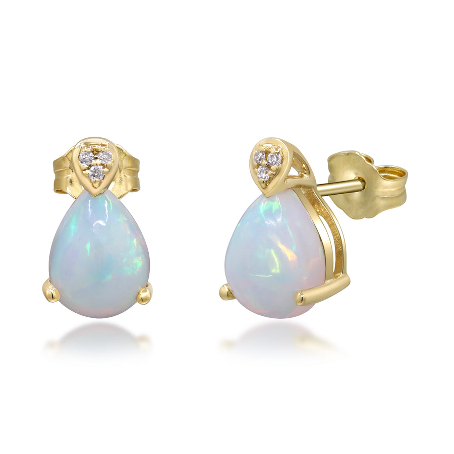 Alora 10K Yellow Gold Pear-Cut African Opal Earring