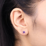 Amelia 10K White Gold Round-Cut Amethyst Earring
