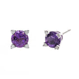 Amelia 10K White Gold Round-Cut Amethyst Earring