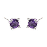 Amelia 10K White Gold Round-Cut Amethyst Earring