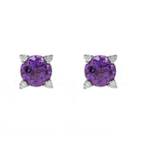 Amelia 10K White Gold Round-Cut Amethyst Earring