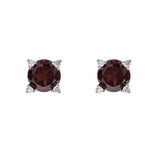 Evelyn 10K White Gold Round-Cut Garnet Earring