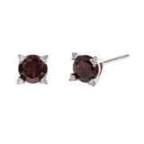 Evelyn 10K White Gold Round-Cut Garnet Earring