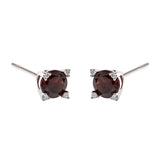 Evelyn 10K White Gold Round-Cut Garnet Earring
