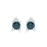 Luna 10K White Gold Round-Cut Brazilian London Blue Topaz Earrings