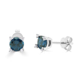 Luna 10K White Gold Round-Cut Brazilian London Blue Topaz Earrings