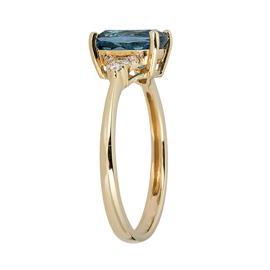 Isabella 10K Yellow Gold Cushion-Cut Brazilian London Blue Topaz Ring