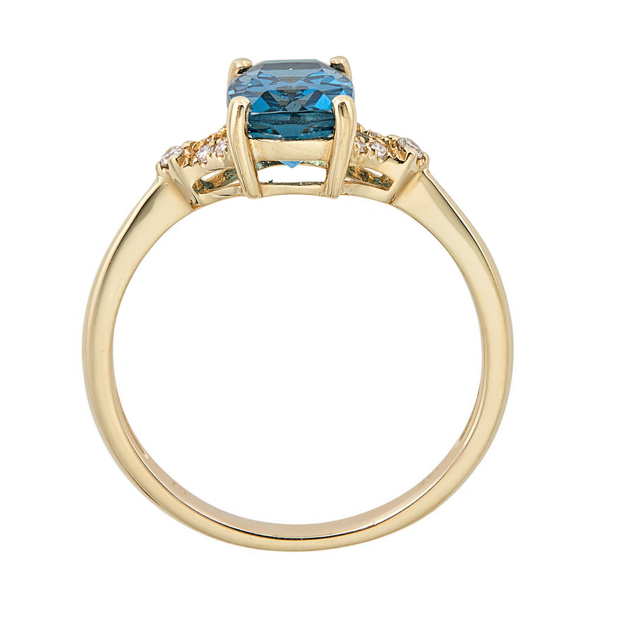 Isabella 10K Yellow Gold Cushion-Cut Brazilian London Blue Topaz Ring