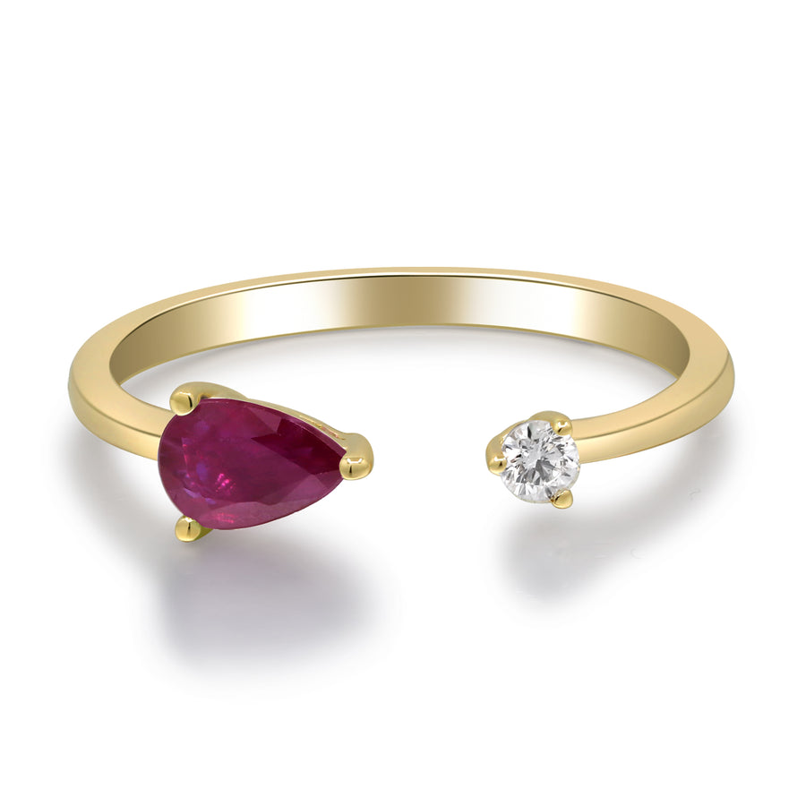 Calliope 10K Yellow Gold Pear-Cut Mozambique Ruby Ring