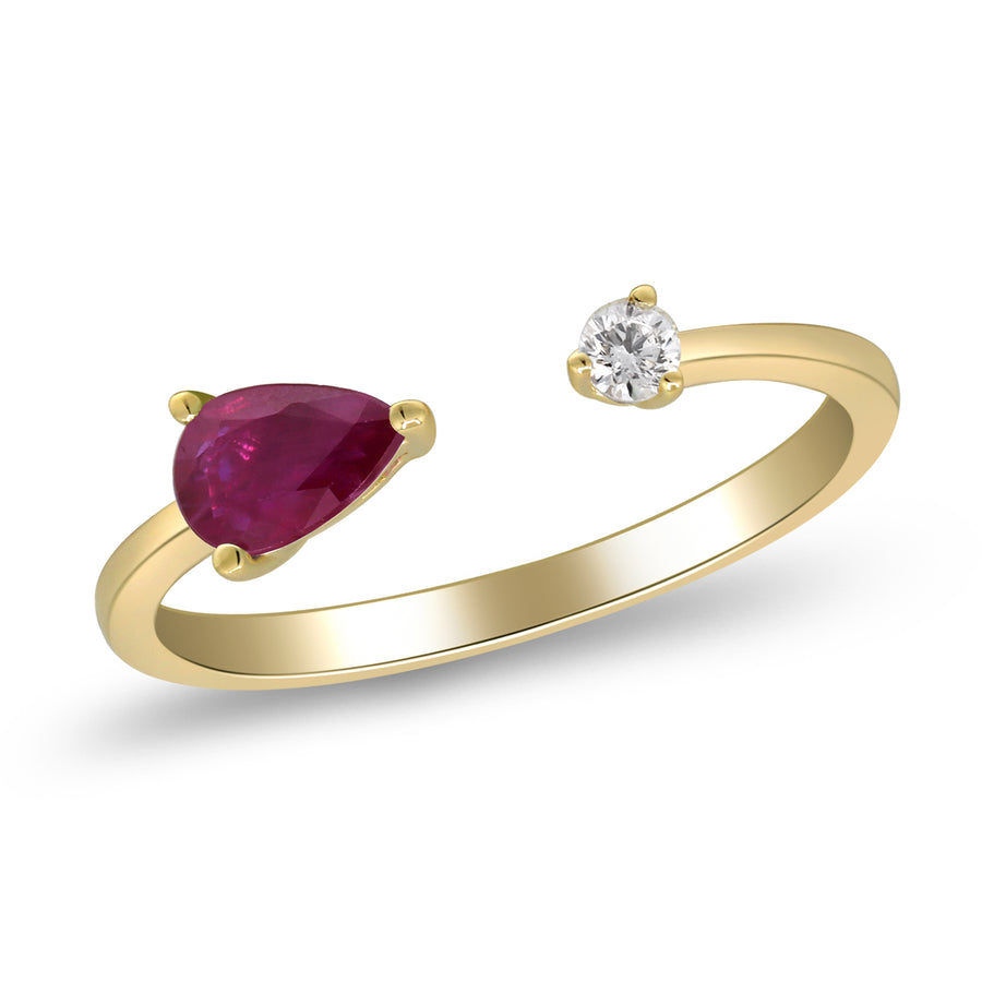 Calliope 10K Yellow Gold Pear-Cut Mozambique Ruby Ring