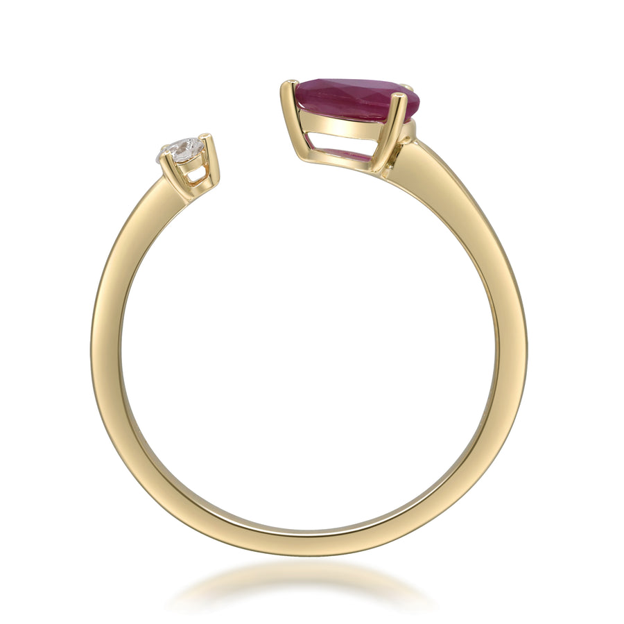 Calliope 10K Yellow Gold Pear-Cut Mozambique Ruby Ring