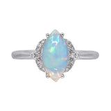 Ailany 10K White Gold Marquise-Cut Opal Ring