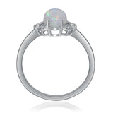 Ailany 10K White Gold Marquise-Cut Opal Ring