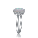 Ailany 10K White Gold Marquise-Cut Opal Ring