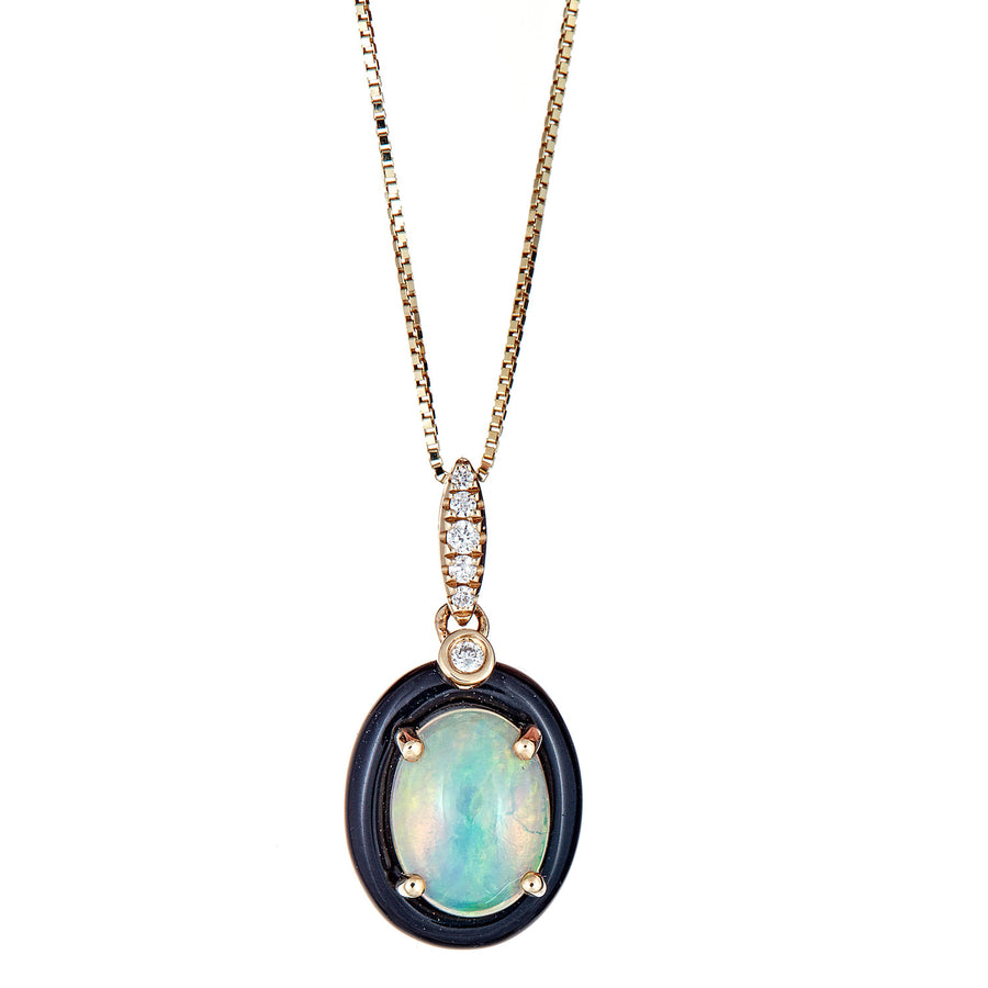 Lyla 14K Yellow Gold Oval-Cab Natural African Opal Pendant
