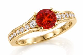 Esme 14K Yellow Gold Round-Cut Mexican Fire Opal Ring