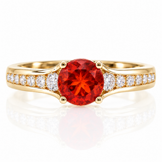 Esme 14K Yellow Gold Round-Cut Mexican Fire Opal Ring