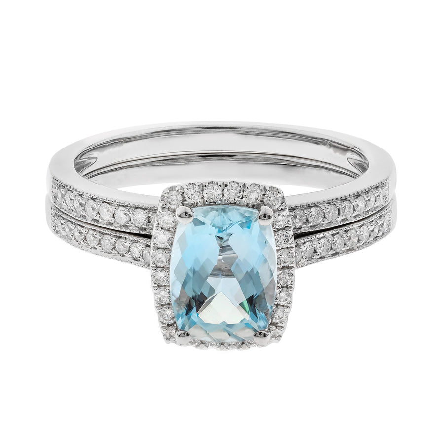 Elsa 14K White Gold Cushion-Cut Brazilian Aquamarine Ring