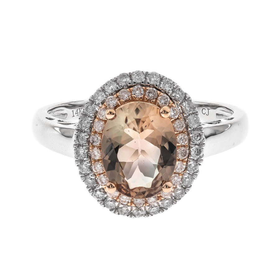 Daisy 14K Two Tone Gold Oval-Cut Madagascar Morganite Ring