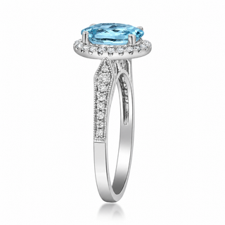 Savanna 14K White Gold Oval-Cut Blue Zircon Ring