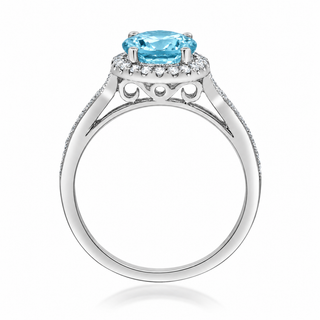 Savanna 14K White Gold Oval-Cut Blue Zircon Ring