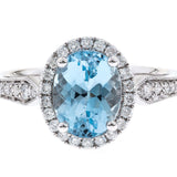 Savanna 14K White Gold Oval-Cut Blue Zircon Ring