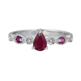 Kimber 10K White Gold Pear-Cut Ruby Ring