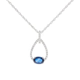 Oakley 10K White Gold Oval-Cut Blue Sapphire Pendant