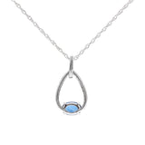 Oakley 10K White Gold Oval-Cut Blue Sapphire Pendant
