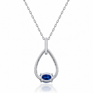 Oakley 10K White Gold Oval-Cut Blue Sapphire Pendant