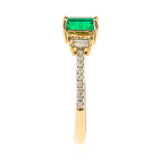 Verdant Crest Emerald-Cut Emerald & Diamond Cuff Ring