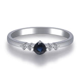 Amelia 10K White Gold Round-Cut Blue Sapphire Ring