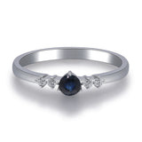 Valerie 10K White Gold Round-Cut Blue Sapphire Ring