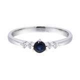 Valerie 10K White Gold Round-Cut Blue Sapphire Ring