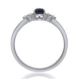 Amelia 10K White Gold Round-Cut Blue Sapphire Ring