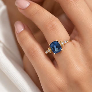 Kennedi 10K Yellow Gold Cushion-Cut Brazilian London Blue Topaz Ring