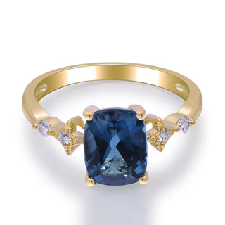 Kennedi 10K Yellow Gold Cushion-Cut Brazilian London Blue Topaz Ring