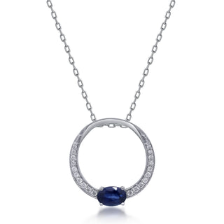 Skylar 10K White Gold Oval-Cut Blue Sapphire Pendant