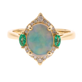 Fatima 14K Yellow Gold Oval-Cut Ethiopian Opal Ring
