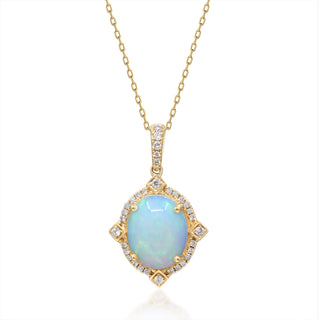 Madison 10K Yellow Gold Oval-Cab Natural African Opal Pendant