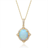 Madison 10K Yellow Gold Oval-Cab Natural African Opal Pendant