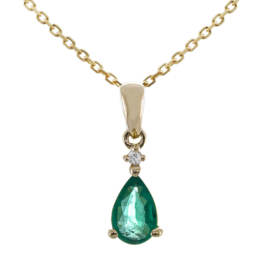 Mackenzie 10K Yellow Gold Pear-Cut Natural Zambian Emerald Pendant