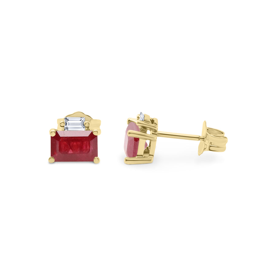Ashlyn 14K Yellow Gold Emerald-Cut Ruby Earring