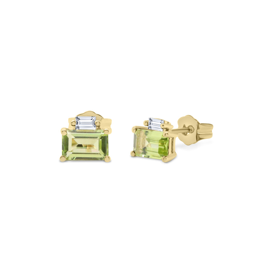 Ashlyn 10K Yellow Gold Emerald-Cut Manchurian Peridot Earring