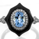 Esther 10K White Gold Oval-Cut Swiss Blue Topaz Ring