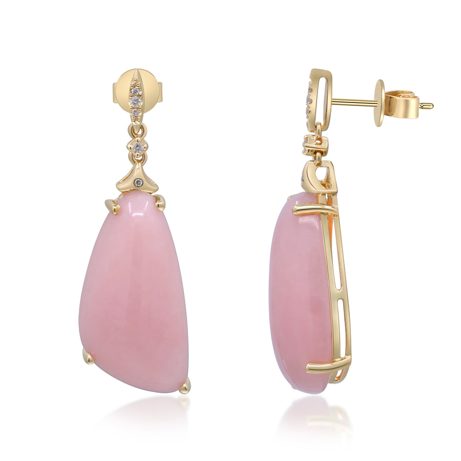 Divine Pink Opal Earrings with Diamond Accents