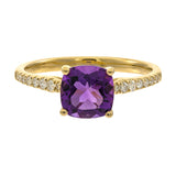 Alina 10K Yellow Gold Cushion-Cut Amethyst Ring